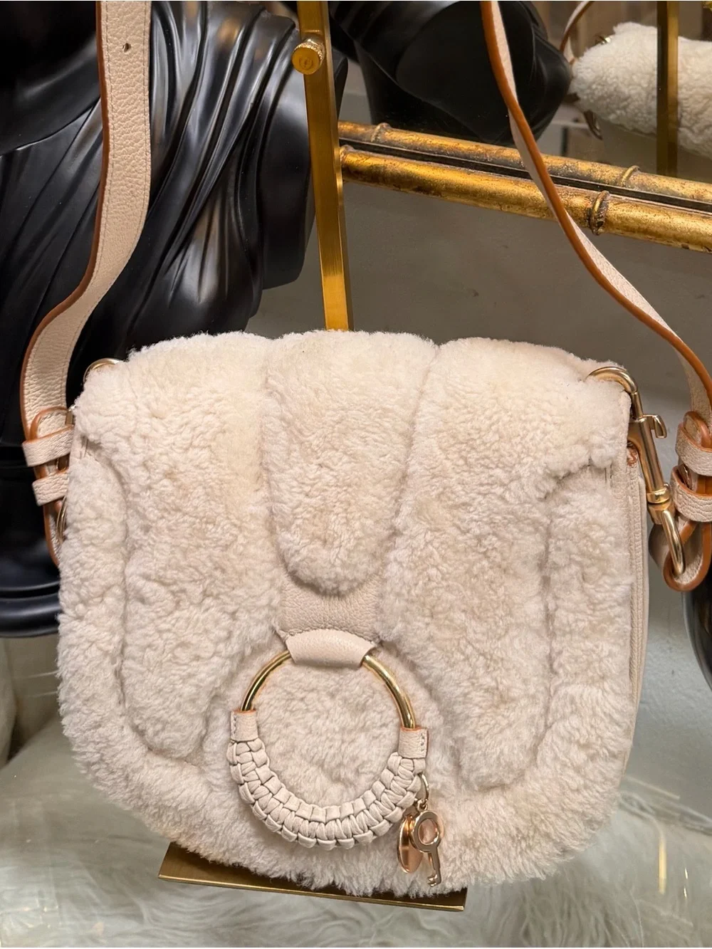 See by Chloe Plush Shearling Crossbody Bag - Cream